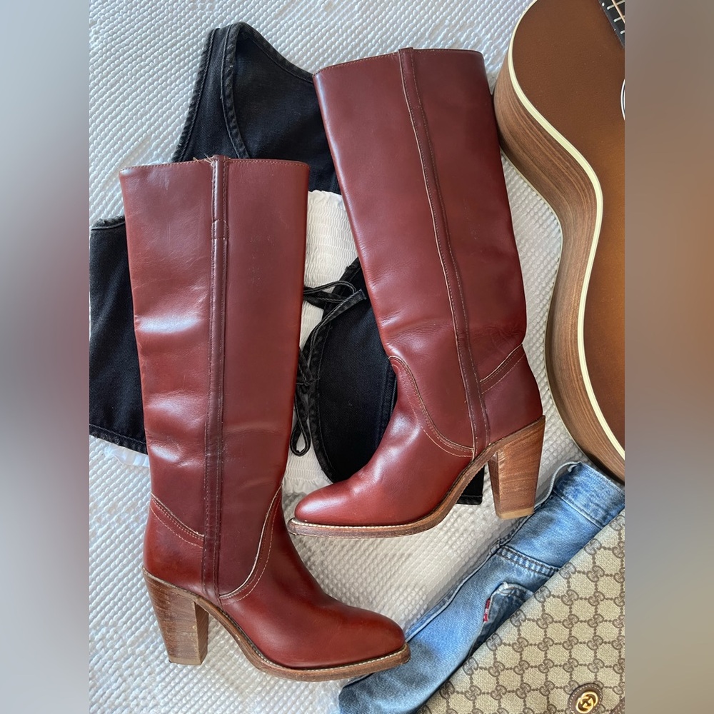 FRYE | Brick Red Heeled Boots - Picture 7 of 8